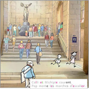 Pop, Calli et Michipie courent dans le Louvre. Orthographe, etymologie.